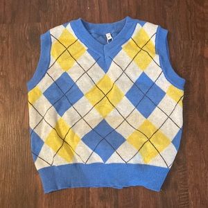 Blue and Yellow Argyle Sweater Vest